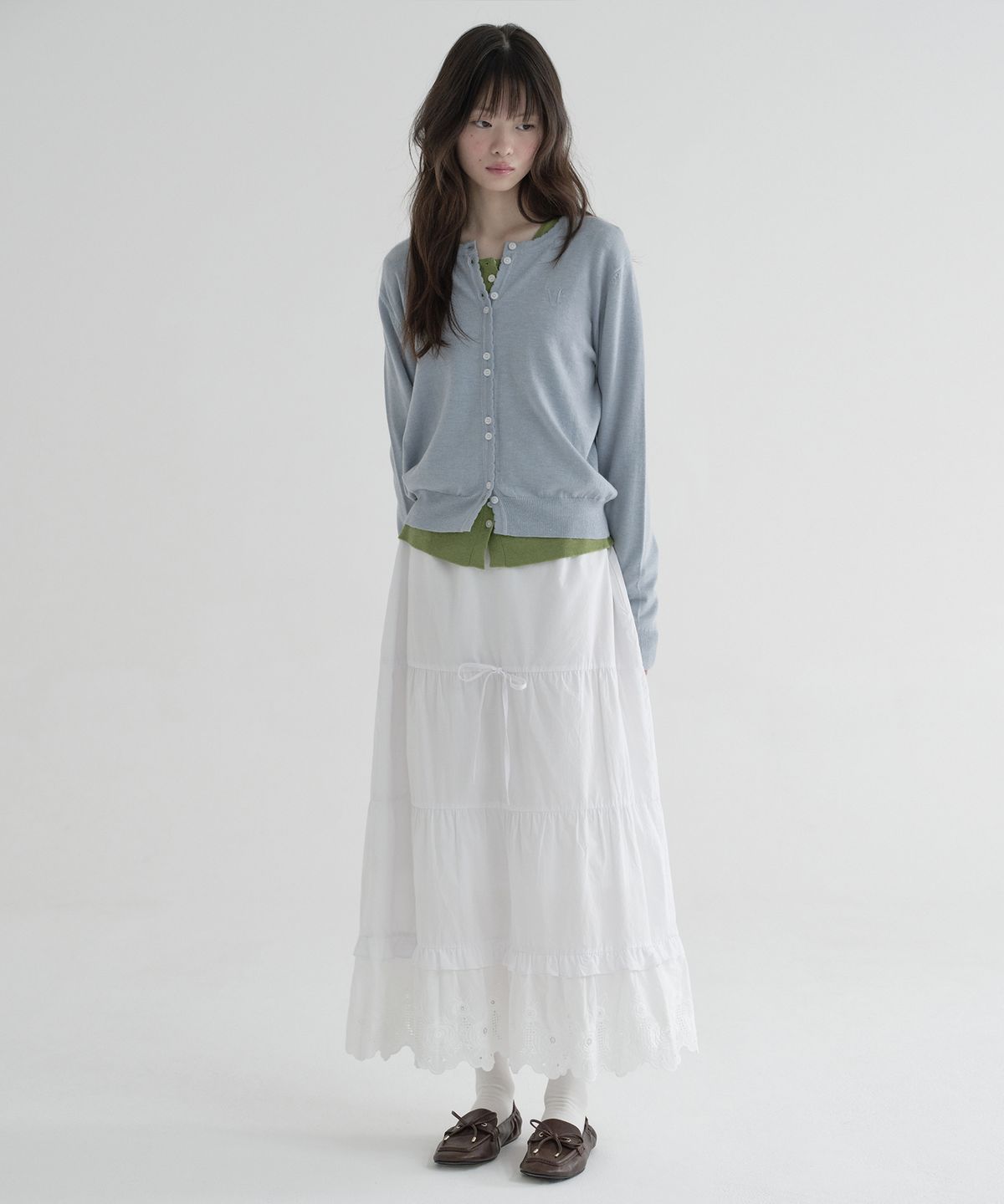 마가린핑거스(MARGARIN FINGERS) ROSE EYELET LONG SKIRT (WHITE)