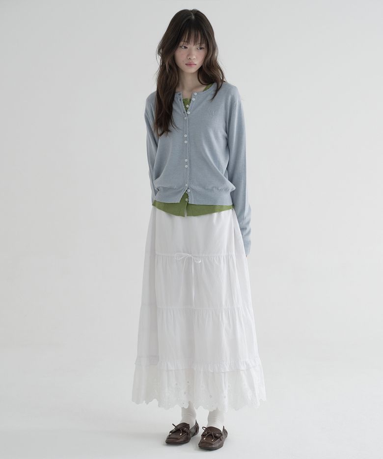 ROSE EYELET LONG SKIRT (WHITE)