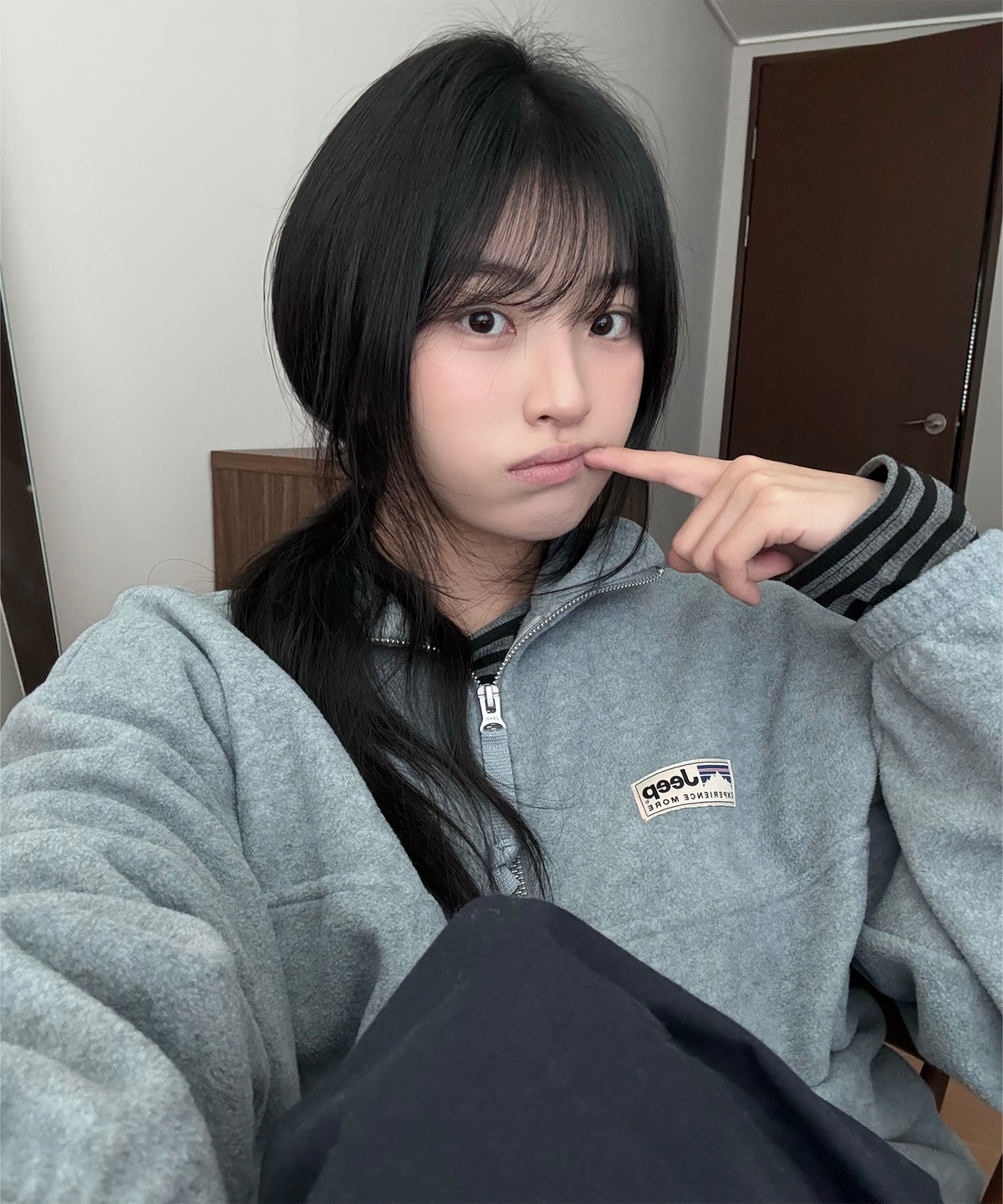 지프(JEEP) 에센셜 스몰로고 하프집업 플리스 (JR5TSF192MG)