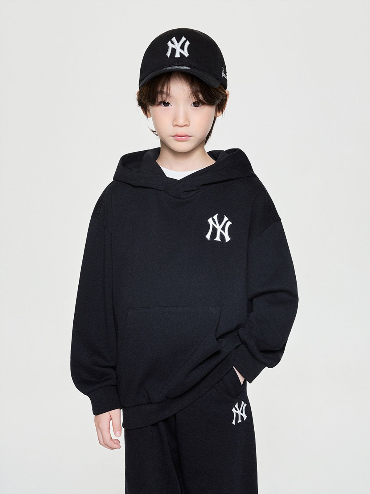 엠엘비 키즈(MLB KIDS) 베이직 스몰로고 후드 NY (Black)