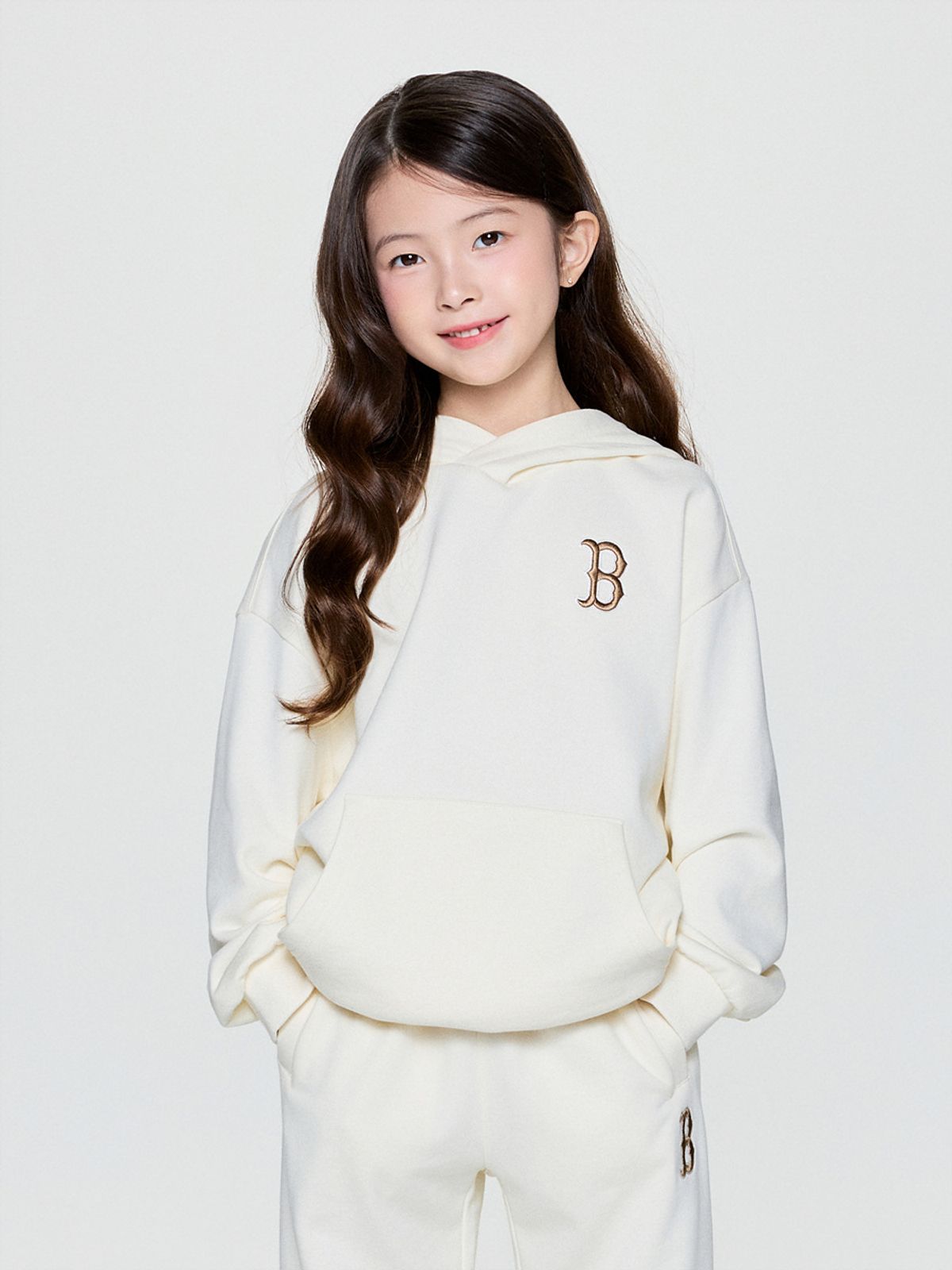 엠엘비 키즈(MLB KIDS) 베이직 스몰로고 후드 BOS (Cream)