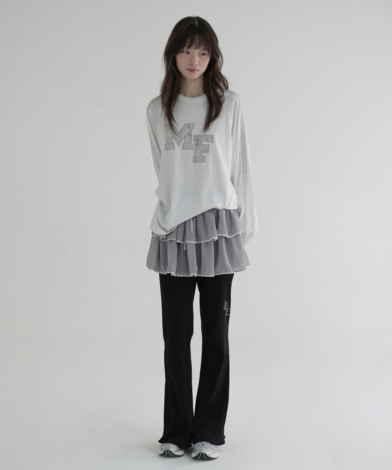 LACE CHIFFON CANCAN SKIRT (GREY)