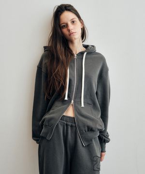 Every Day Logo Stitch Hoodie Zip-up_CTO142(Charcoal)