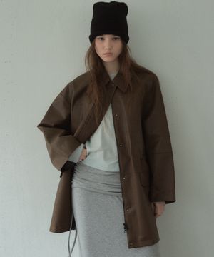 Essential Leather Pocket Half Jacket_CTO141(Brown)