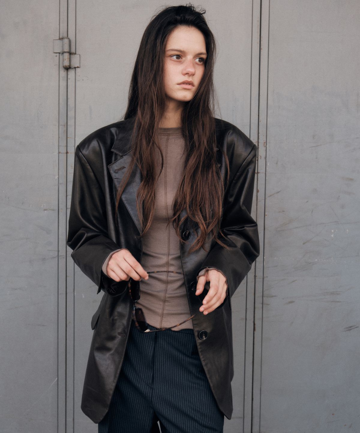 씨타(CITTA) Essential OverFit Leather Blazer Jacket_CTO140(Brown)