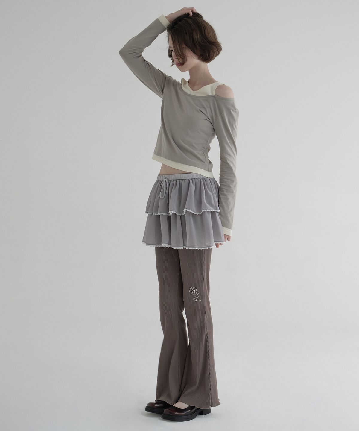 마가린핑거스(MARGARIN FINGERS) ROSE BOOT-CUT PANTS (BROWN)