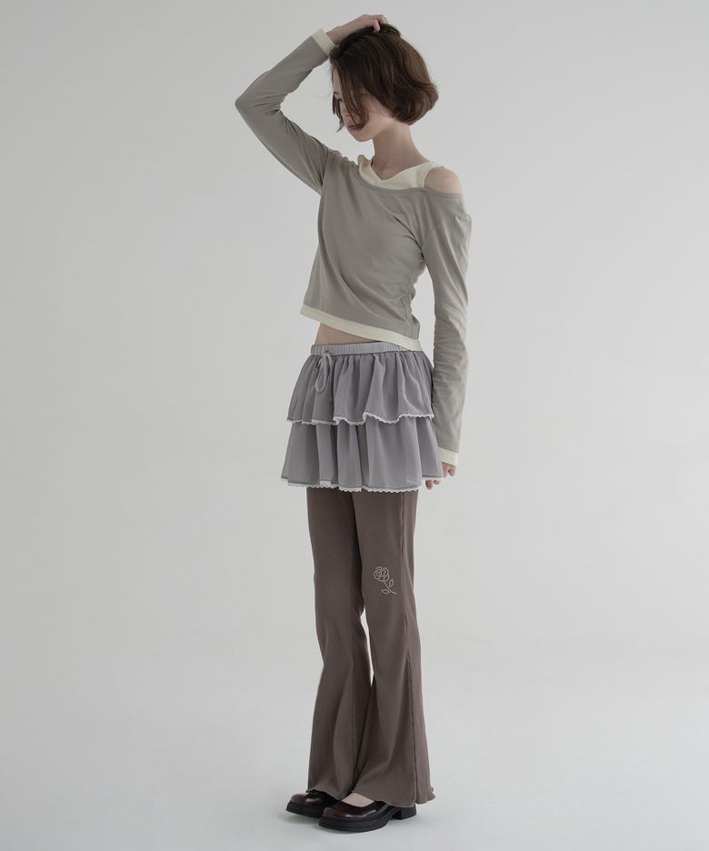 ROSE BOOT-CUT PANTS (BROWN)