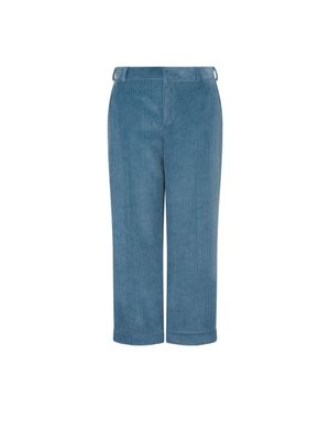 코듀로이 크롭 팬츠 블루