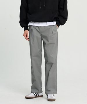밀러 원턱 세미 와이드 밴딩 팬츠 (Gray)