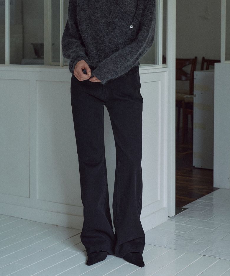 [기장선택]Semi Boot-cut Denim Pants[LMBFAU24DN4123]-Black