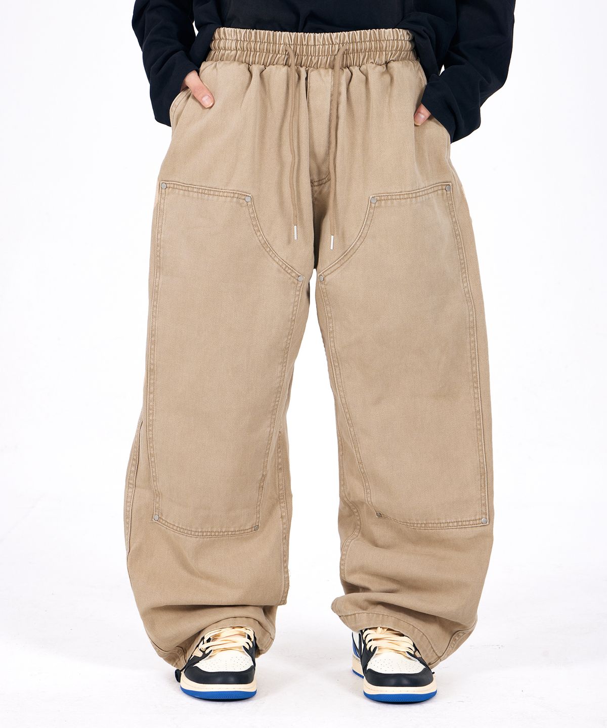 아스트랄 프로젝션(ASTRAL PROJECTION) 와이드 웨더링 워싱 밴딩 팬츠_베이지
