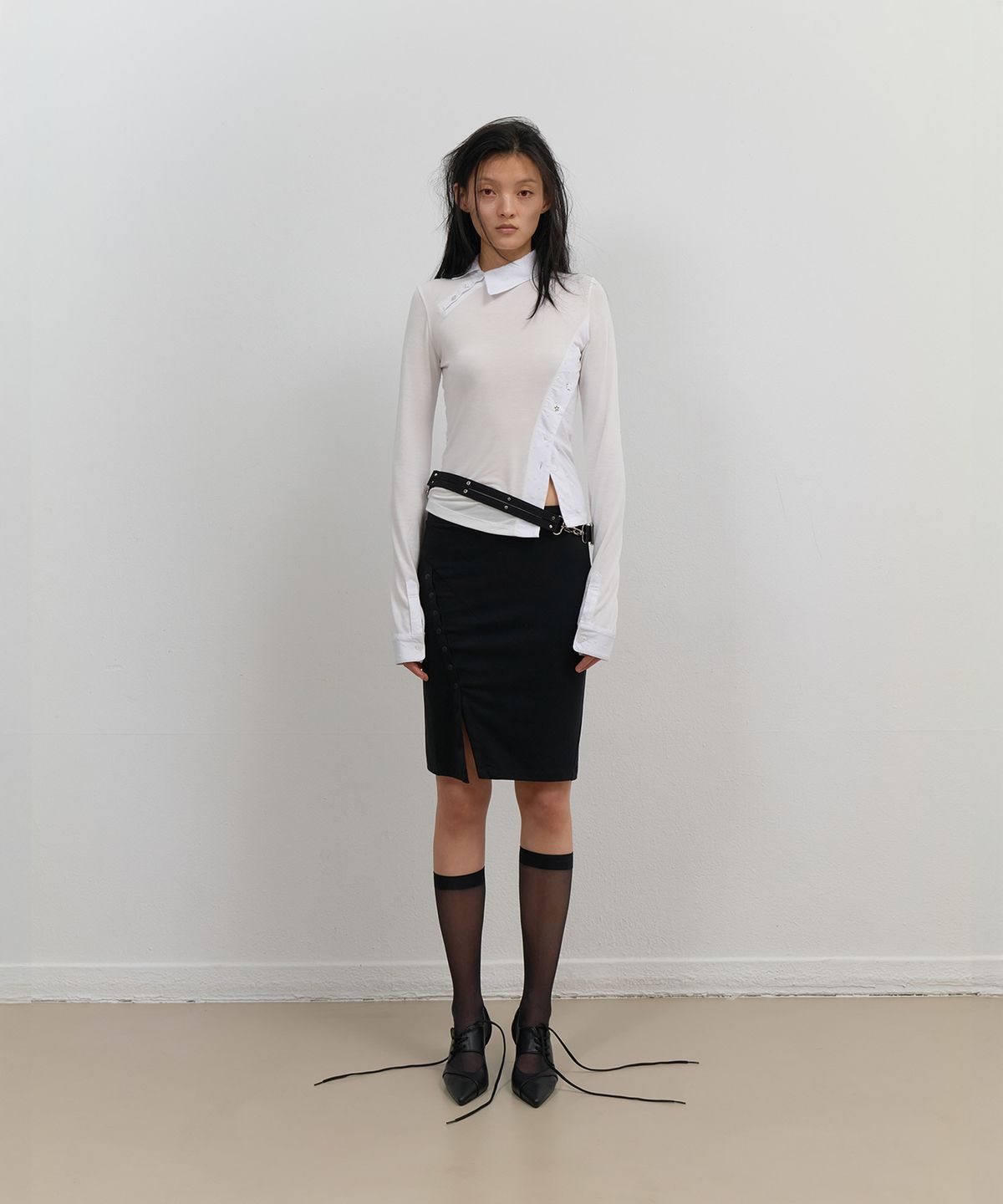 오호스(OJOS) Starcut Jersey Collar Tee / Off White