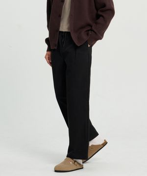 밀러 원턱 세미 와이드 밴딩 팬츠 (Black)
