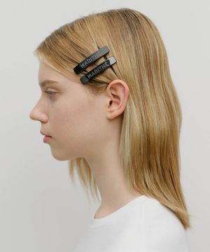 REGULAR LOGO METAL BALL HAIR PIN 2PACK black