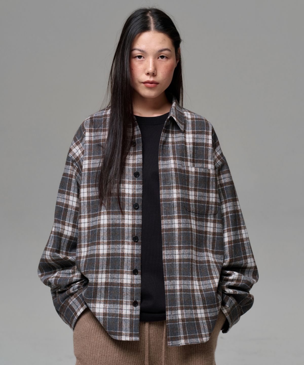 이알에이(ERA) UNISEX VINTAGE CHECK SHIRT -  GRAY