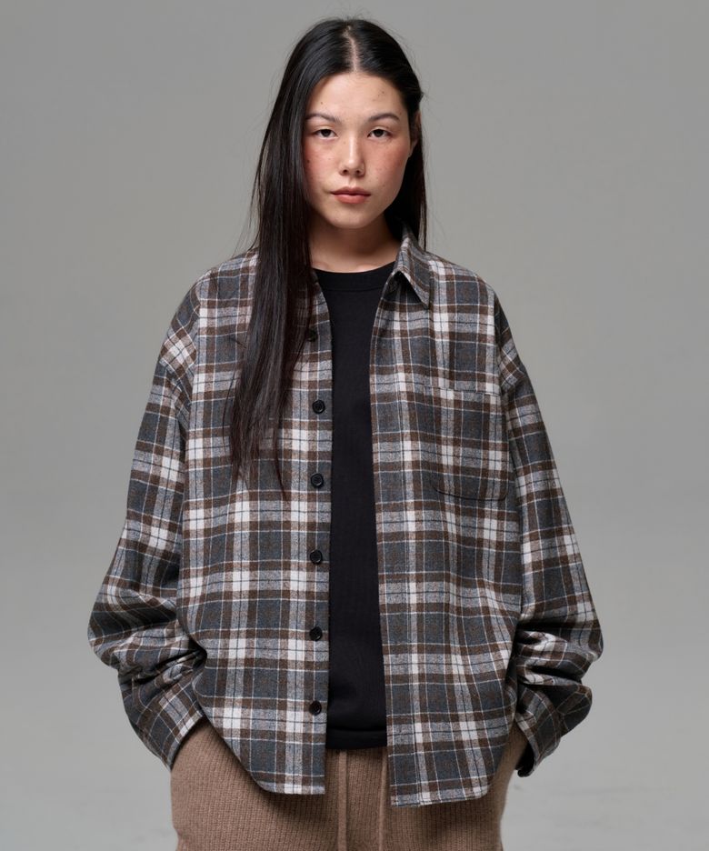 UNISEX VINTAGE CHECK SHIRT -  GRAY