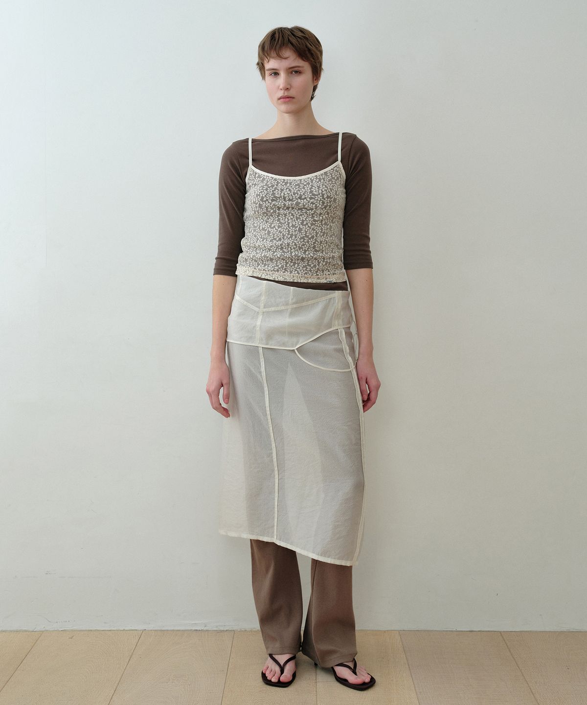 시메트릭 퍼센트(SYMMETRICPERCENT) Layered Slip Dress / Ash Ivory