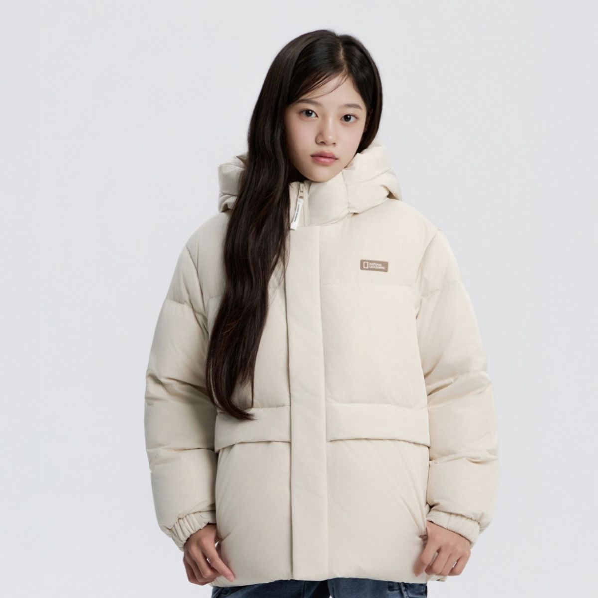 내셔널지오그래픽 키즈(NATIONAL GEOGRAPHIC KIDS) K254UDW930 카이만 숏 덕 다운 점퍼 CREAM