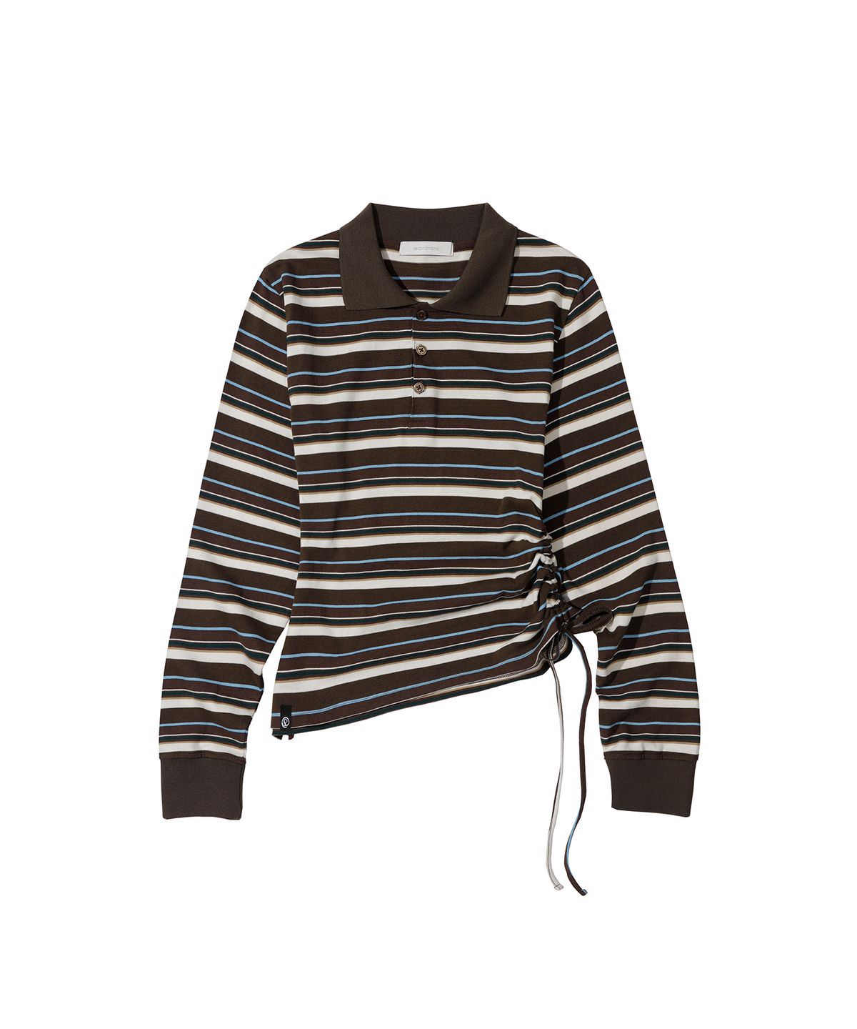 세컨모놀로그(SECONDMONO) W.Striped Slim Shirred Polo [BROWN]_SEWTS014BROWN