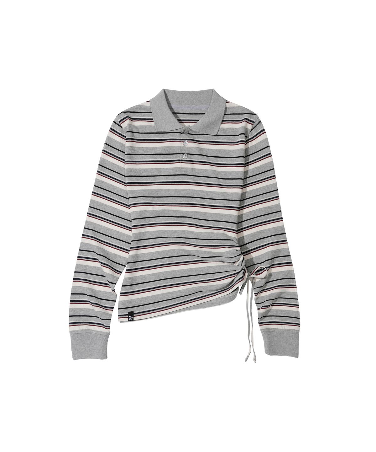세컨모놀로그(SECONDMONO) W.Striped Slim Shirred Polo [GRAY]_SEWTS014GRAY