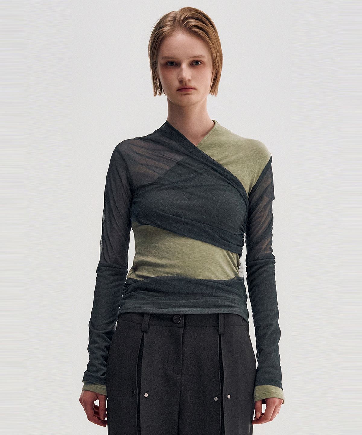 킴지수(KIMZISU) Layered Long Sleeve Top _ KHAKI
