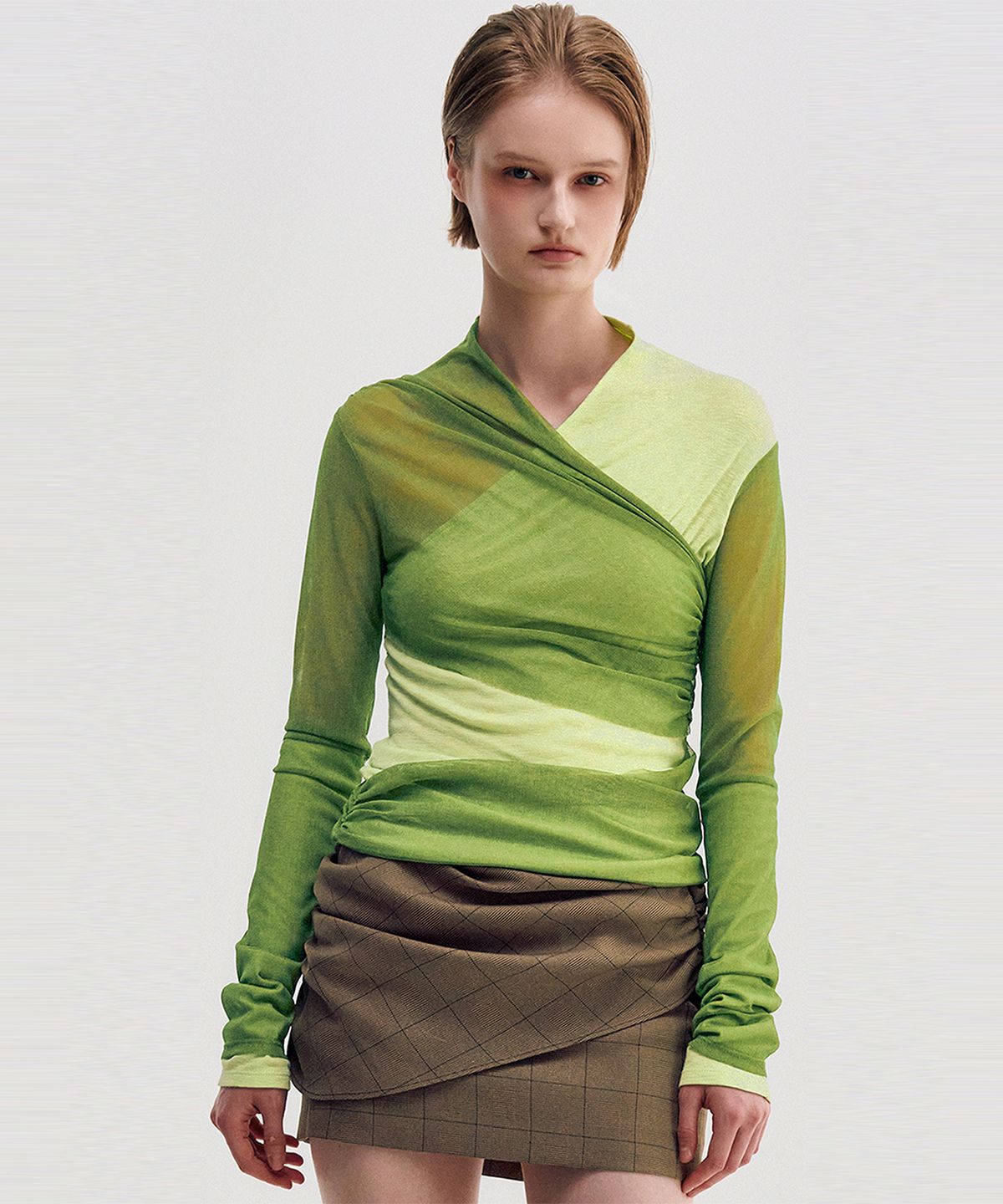 킴지수(KIMZISU) Layered Long Sleeve Top _ GREEN