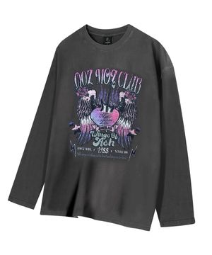 윙즈기타 그래픽 피그먼트 롱 슬리브 챠콜