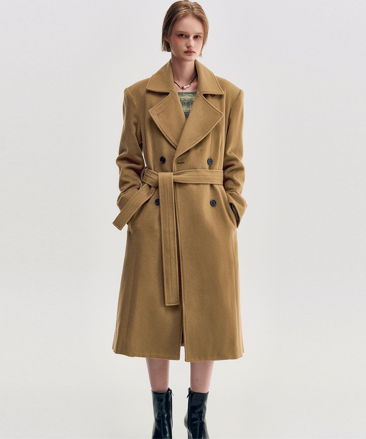 킴지수(KIMZISU) WIDE COLLAR OVERSIZED DOUBLE WOOL COAT - CAMEL