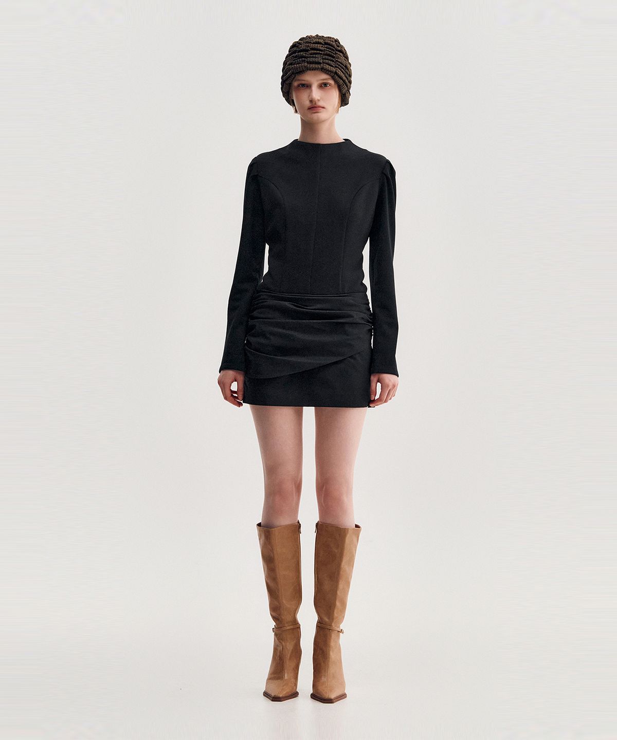 킴지수(KIMZISU) Drape Layered Mini Dress _ BLACK
