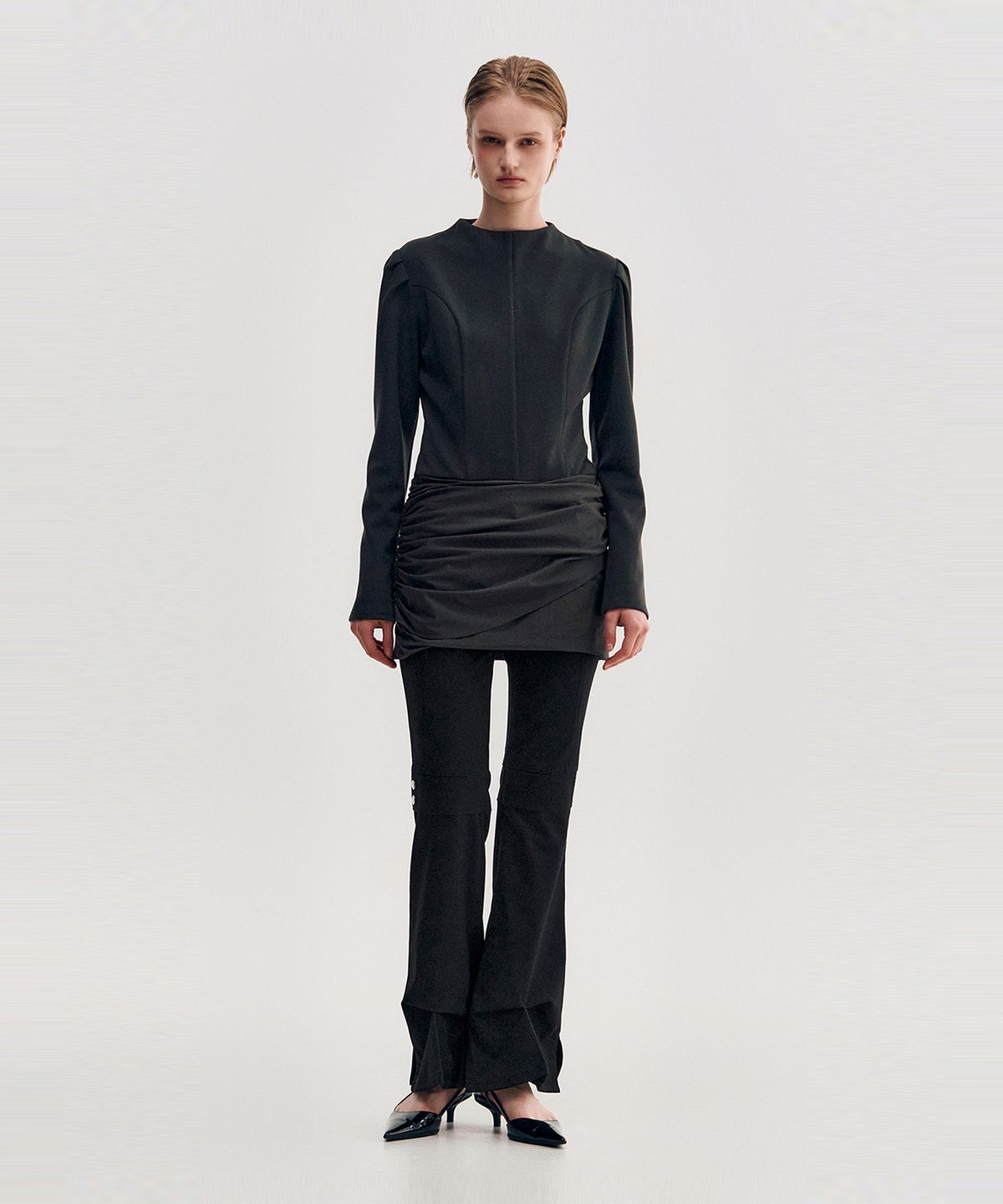 킴지수(KIMZISU) Drape Layered Mini Dress _ GREY