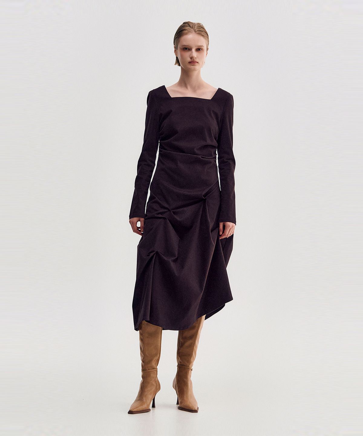 킴지수(KIMZISU) DOZI - Pinched Long Sleeve Dress _ BURGUNDY