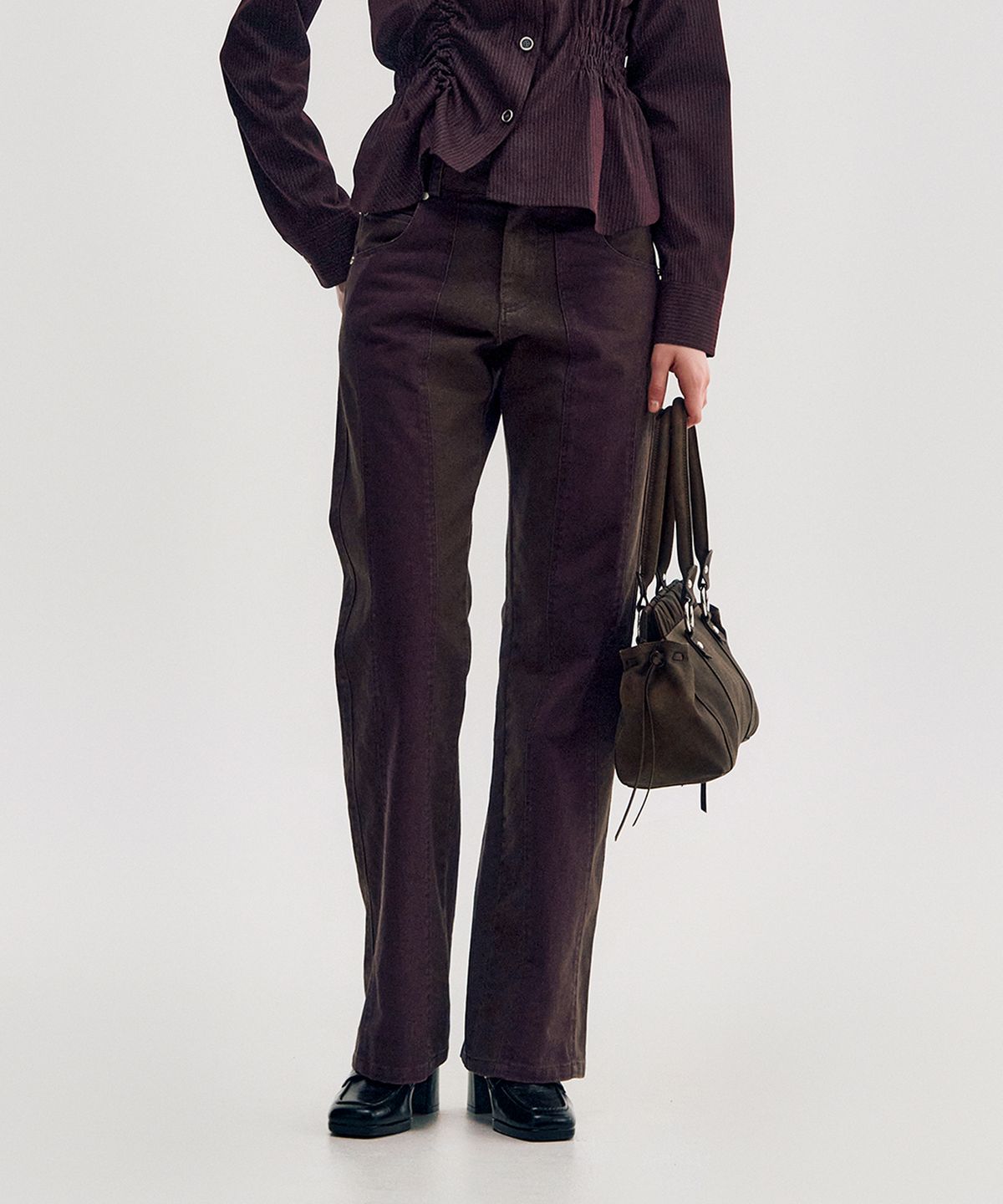 킴지수(KIMZISU) Two-Tone Straight Washed Pants _ BROWN