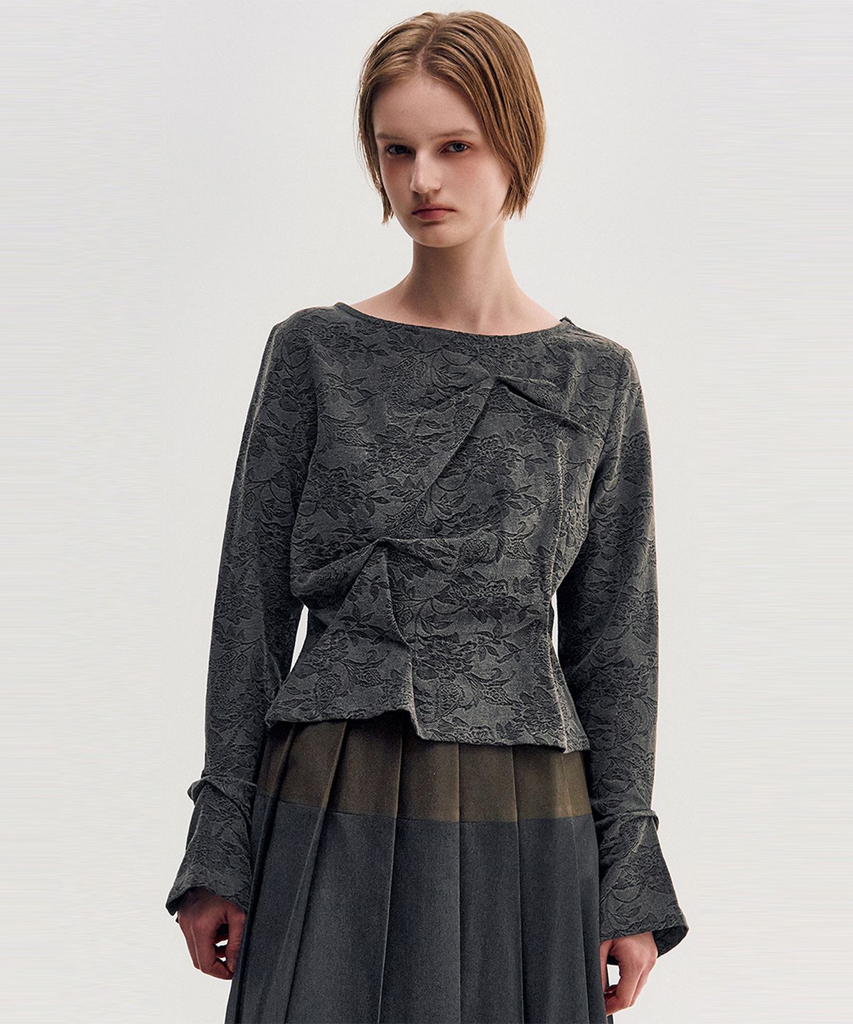 킴지수(KIMZISU) Pinched Long Sleeve Top _ CHARCOAL