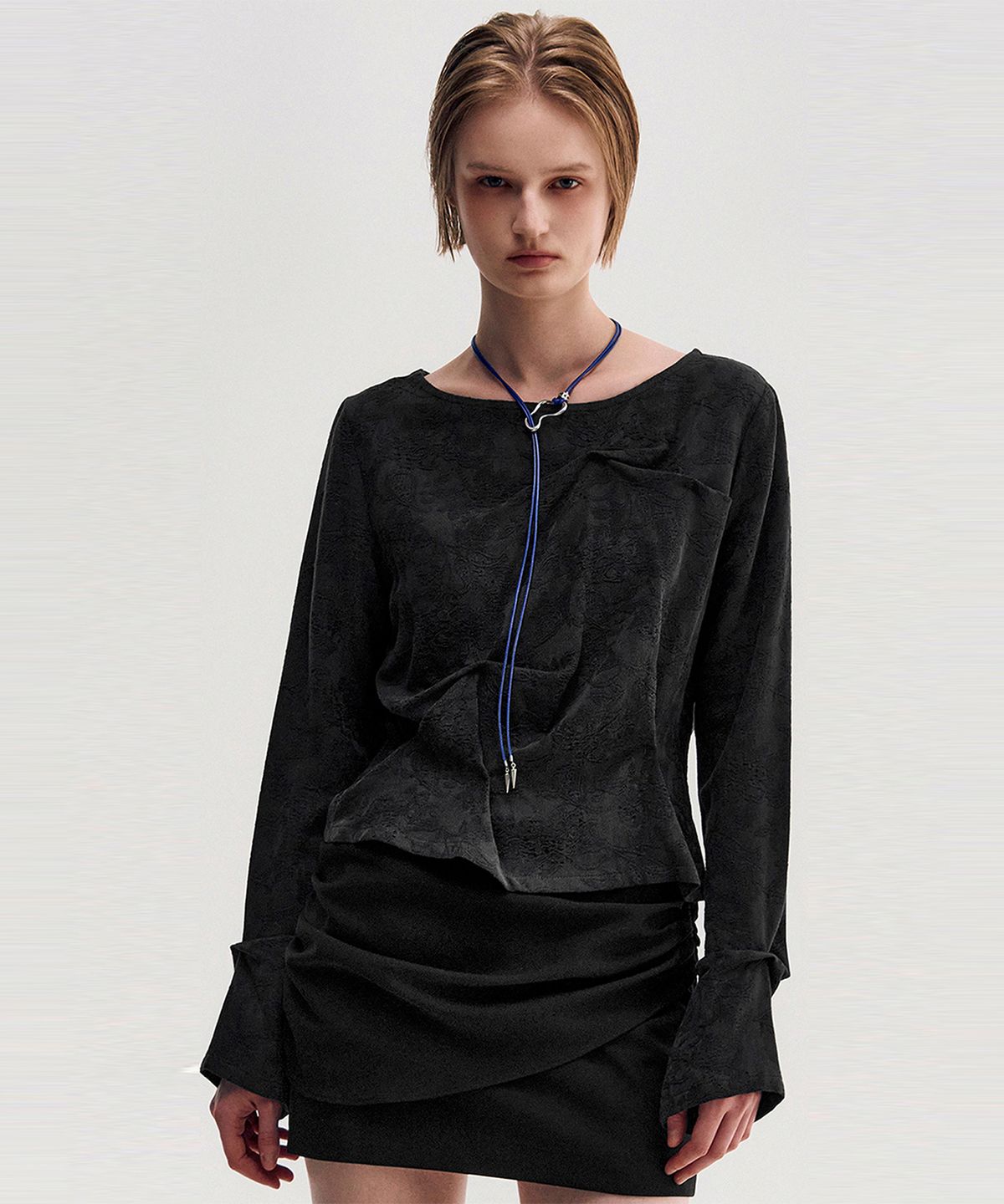 킴지수(KIMZISU) Pinched Long Sleeve Top _ BLACK