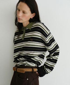 Stripe wool pique knit