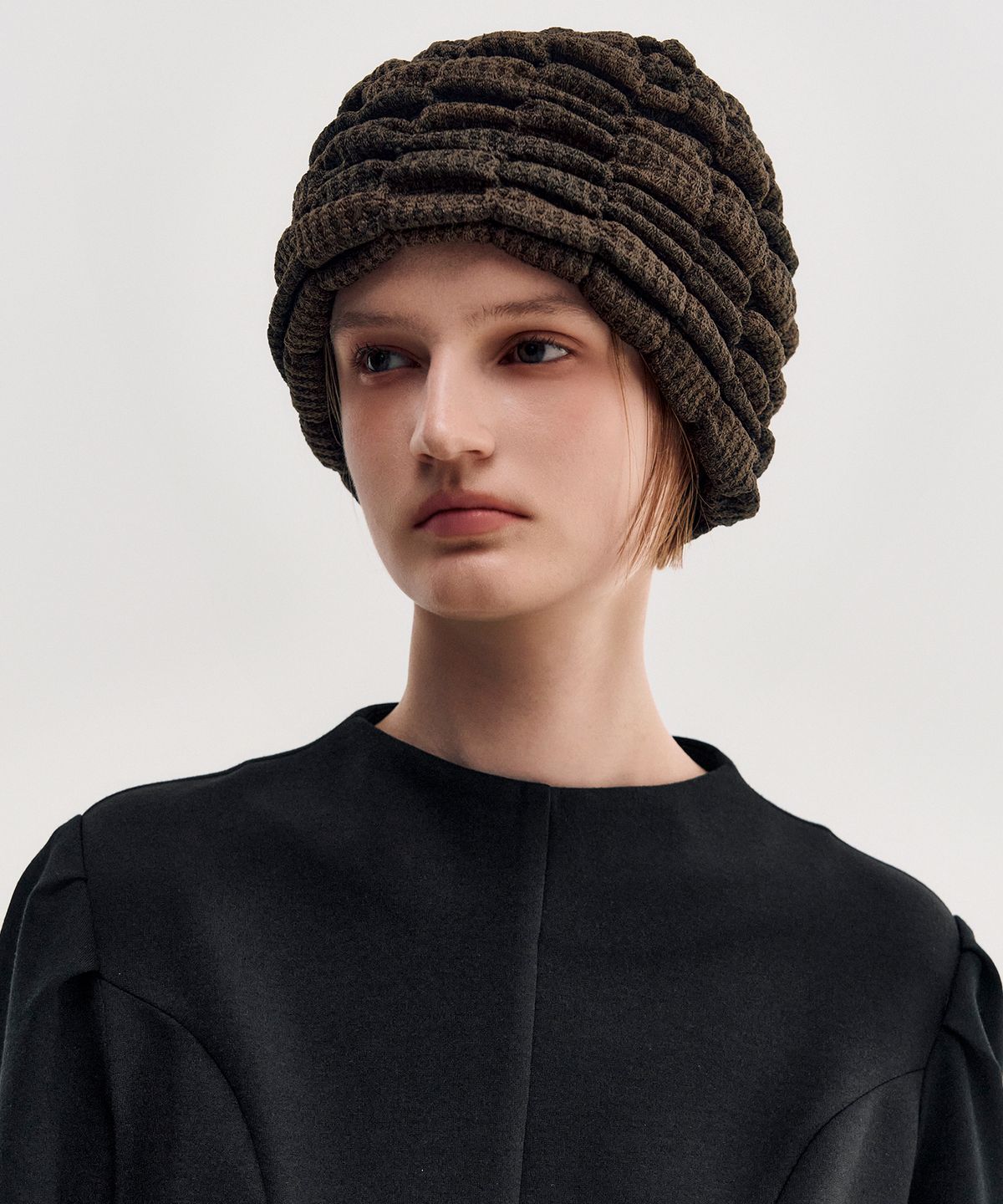 킴지수(KIMZISU) Melange Ruched Beanie _ BROWN