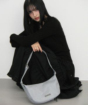 플로우 컨투어 미니멀 레더 숄더 백 [블루]