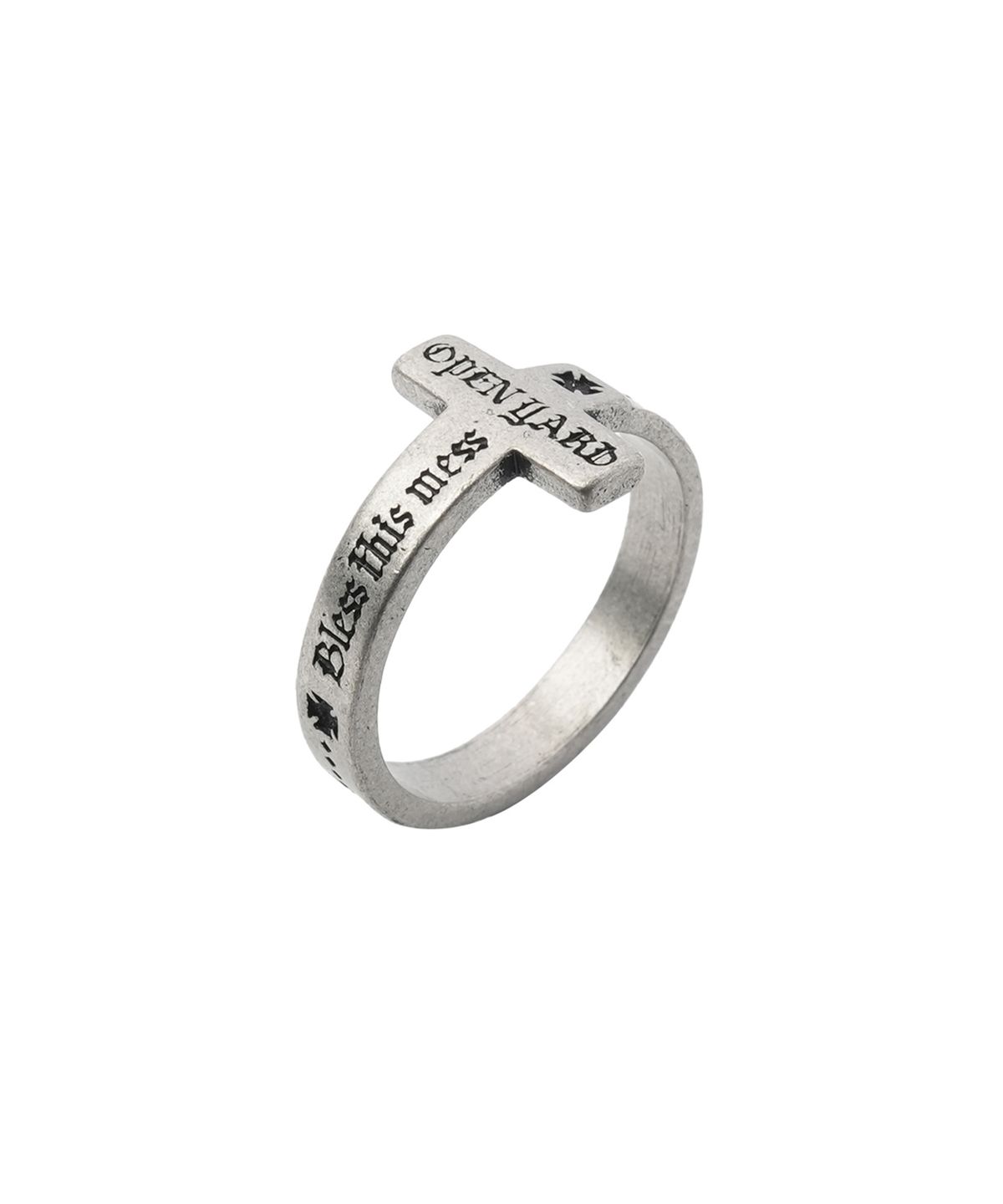 오픈야드(오와이)(OPENYARD(OY)) ENGRAVED CROSS RING - SILVER