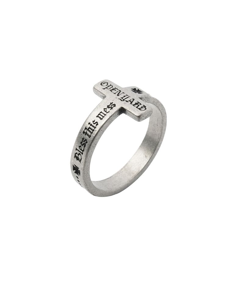 ENGRAVED CROSS RING - SILVER