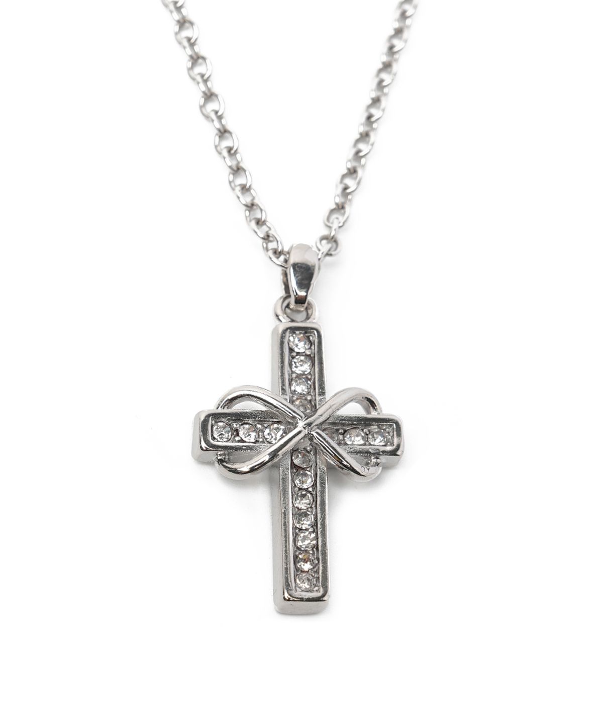 오픈야드(오와이)(OPENYARD(OY)) BOW CUBIC CROSS NECKLACE - SILVER
