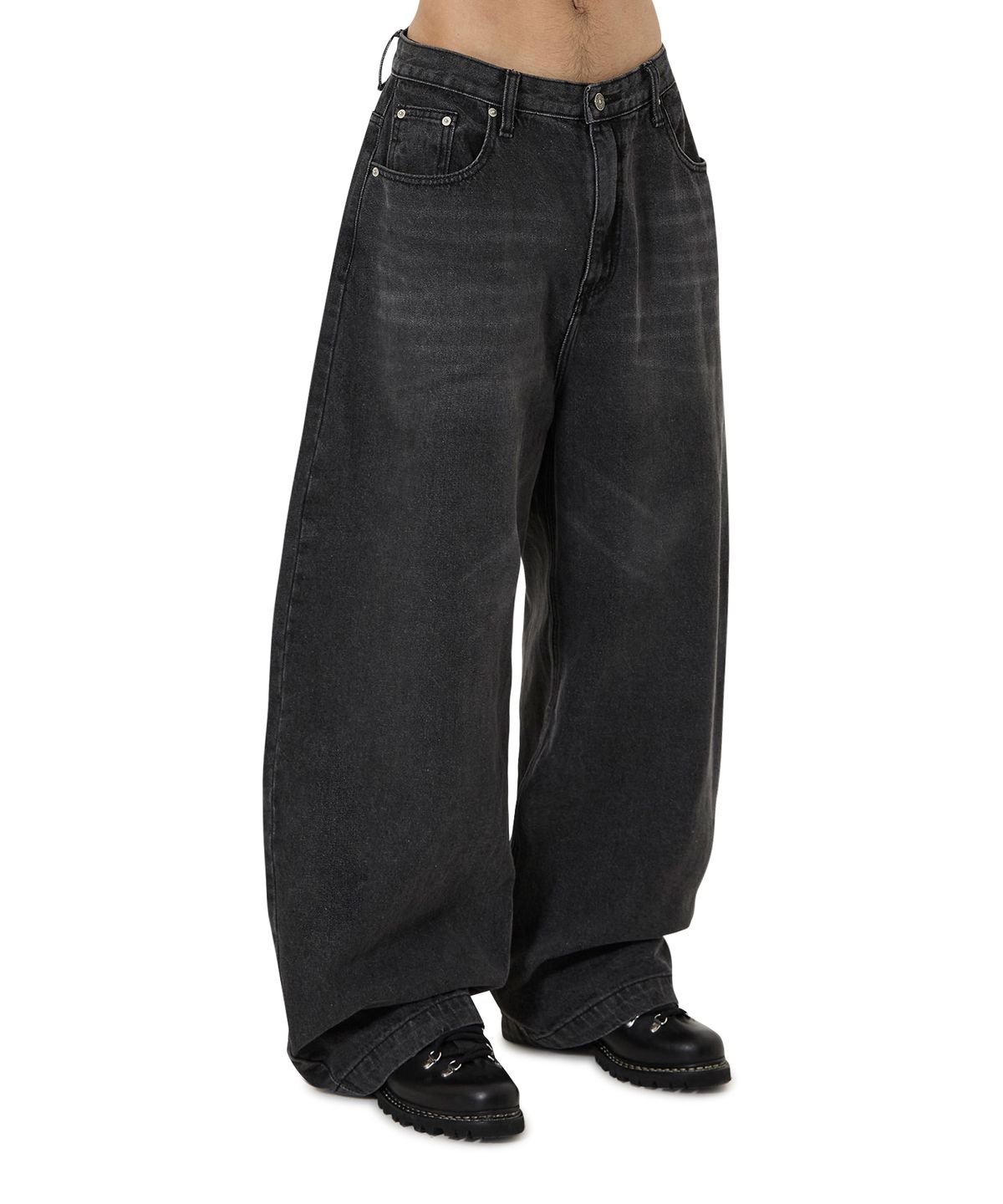 오픈야드(오와이)(OPENYARD(OY)) WIDE VOLUME PANTS - WASHED BLACK
