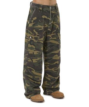 WASHED PANEL CARGO PANTS - CAMO