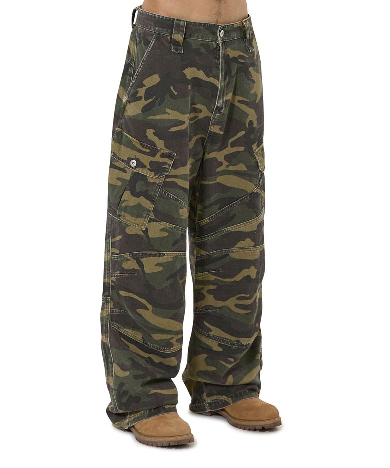 WASHED PANEL CARGO PANTS - CAMO
