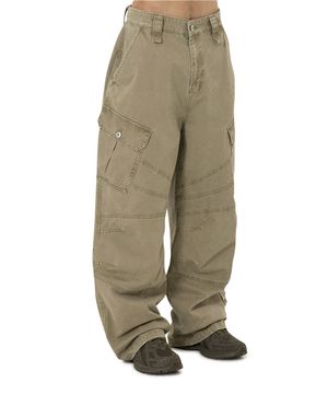 WASHED PANEL CARGO PANTS - BEIGE