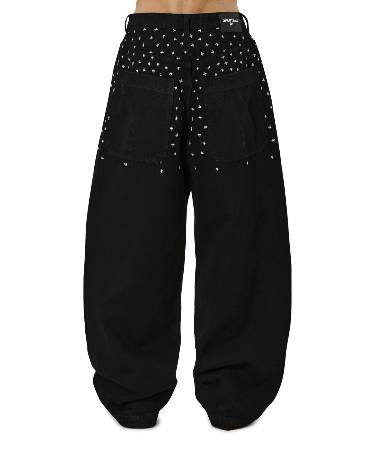 오픈야드(오와이)(OPENYARD(OY)) SPRINKLE EMBROIDERY WIDE VOLUME PANTS - BLACK