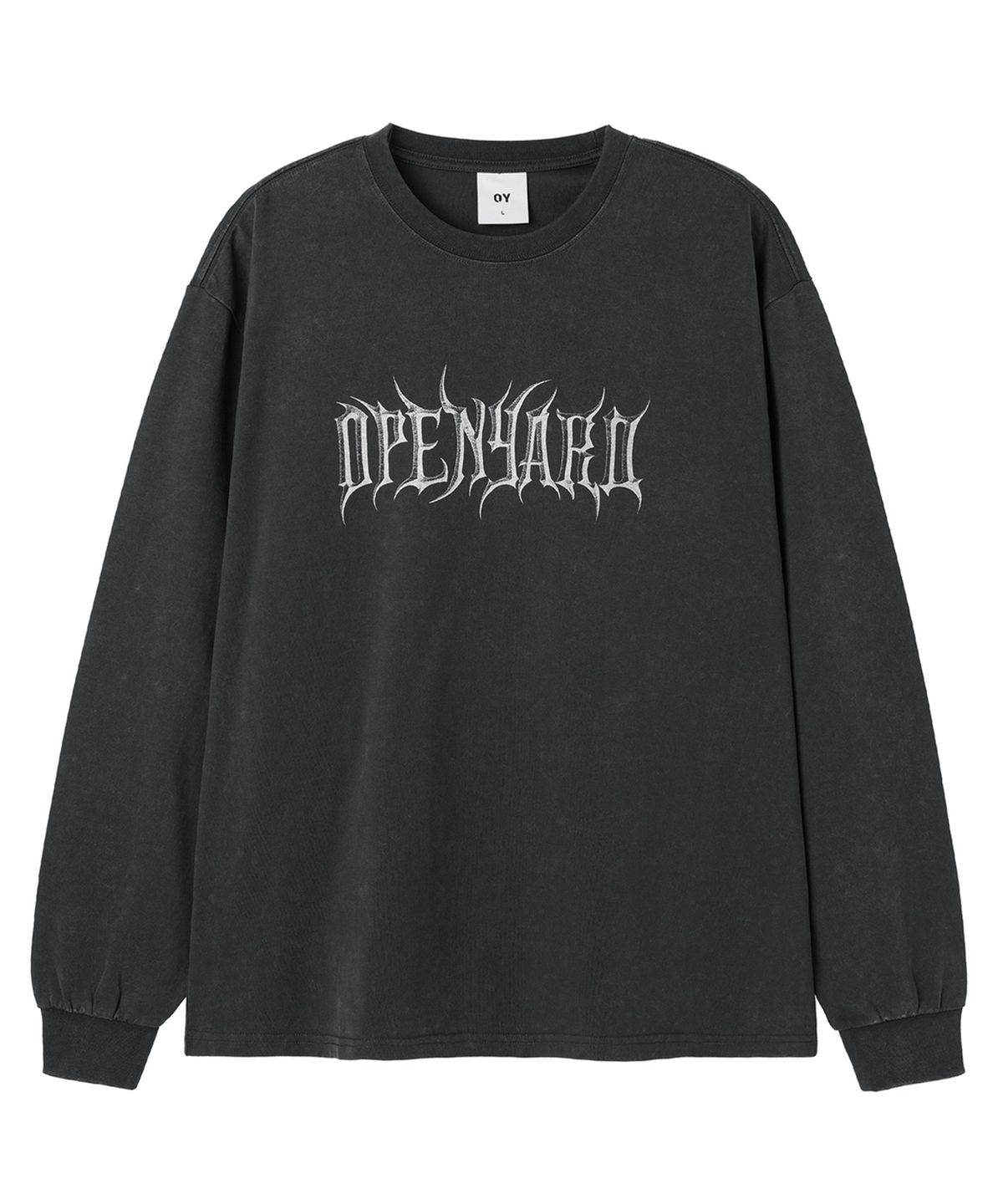 오픈야드(오와이)(OPENYARD(OY)) WASHED OLD ENG L/S TEE - BLACK