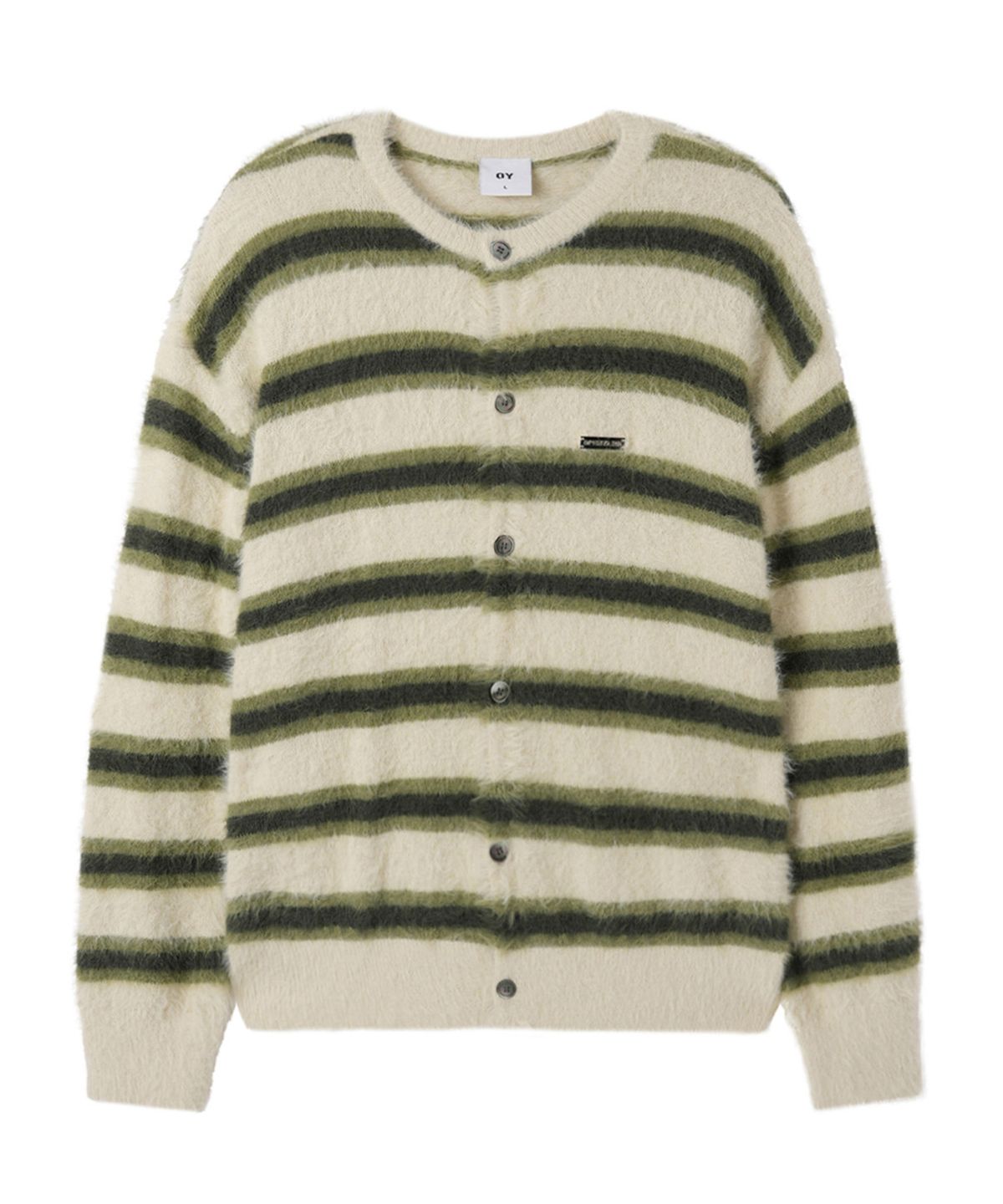 오픈야드(오와이)(OPENYARD(OY)) HAIRY STRIPE KNIT CARDIGAN - IVORY