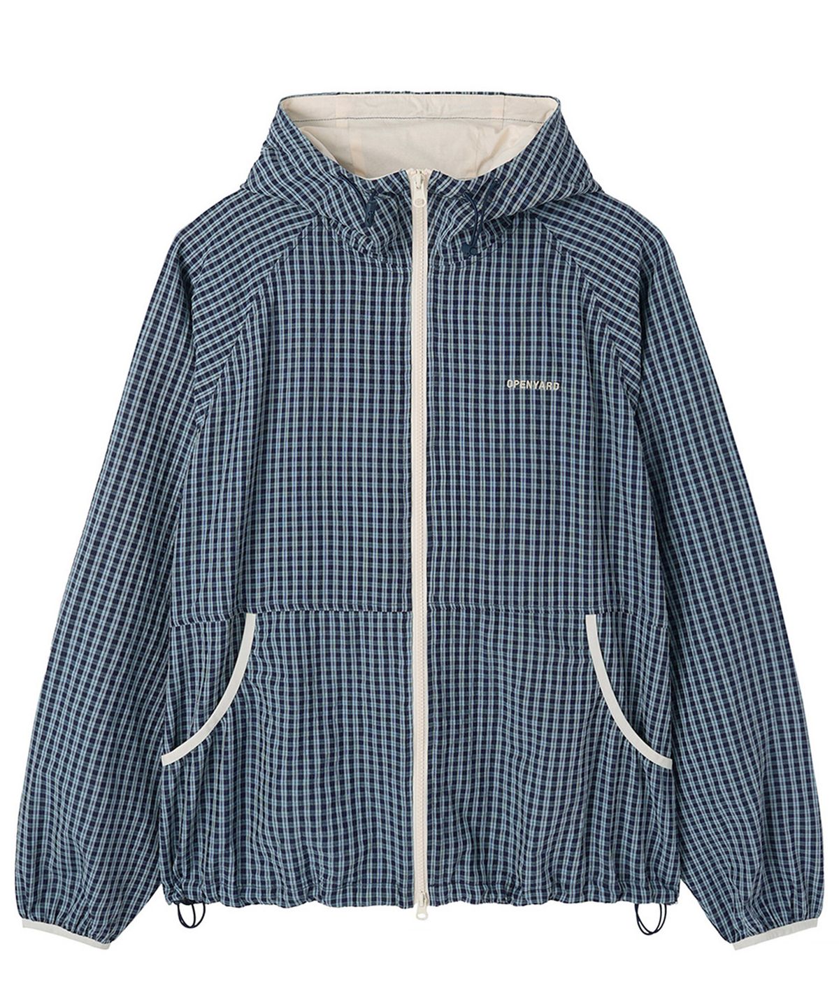 오픈야드(오와이)(OPENYARD(OY)) CHECK HOODED WINDBREAKER - NAVY