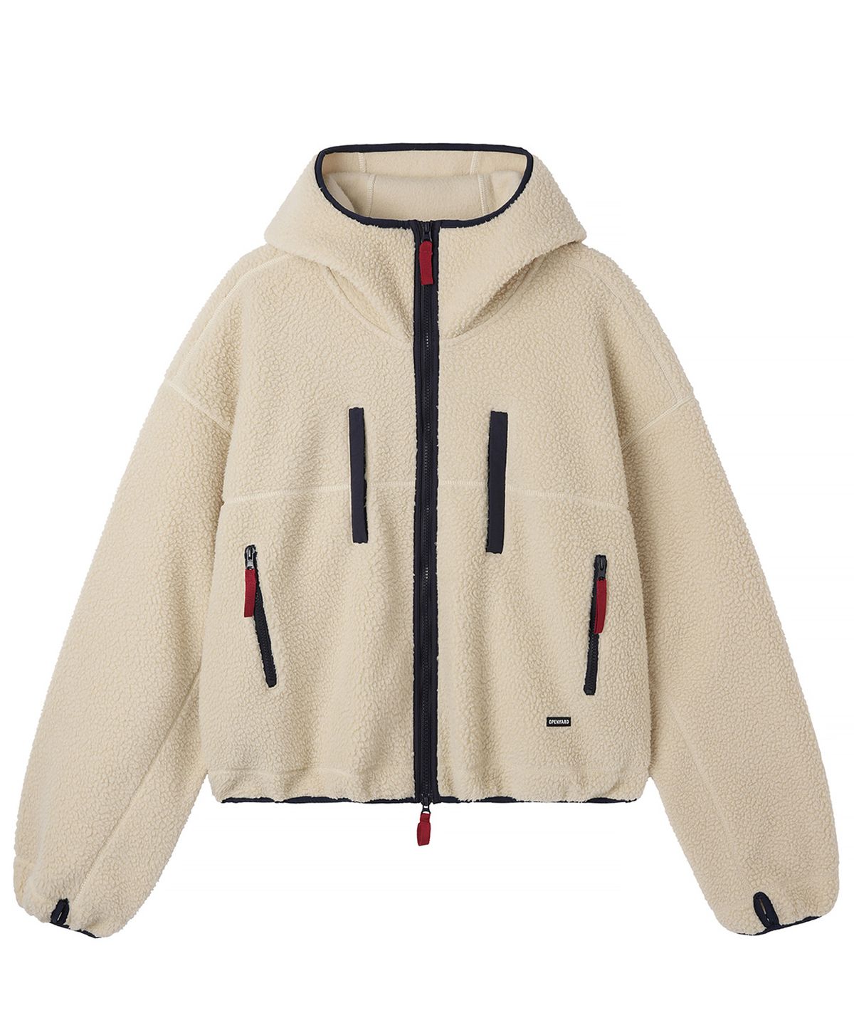 오픈야드(오와이)(OPENYARD(OY)) CROP FLEECE HOODIE JACKET - IVORY
