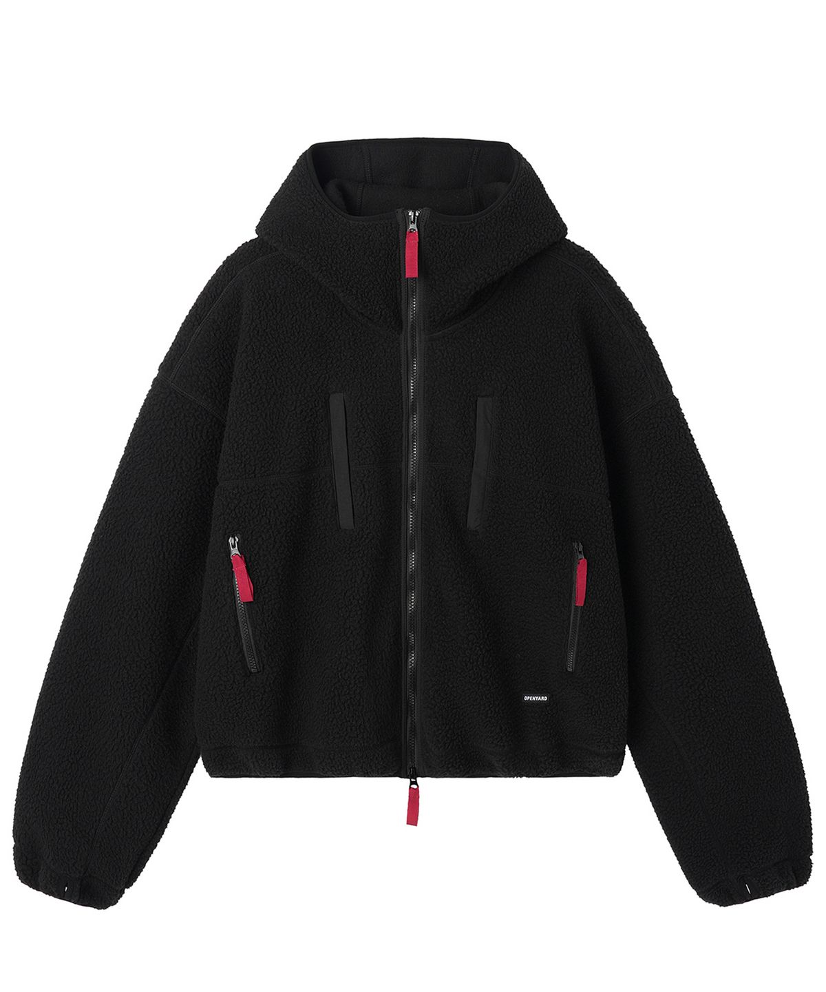 오픈야드(오와이)(OPENYARD(OY)) CROP FLEECE HOODIE JACKET - BLACK